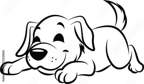 cute dog lay down vector outline
