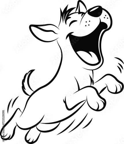 cute dog is jumping vector outline