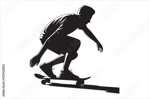 Skateboarder Vector Silhouette Urban Street Sports Design