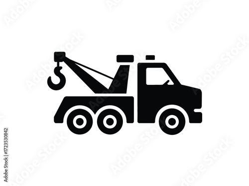Scalable vector illustration of a tow truck icon for transportation services silhouette vector illustration white background