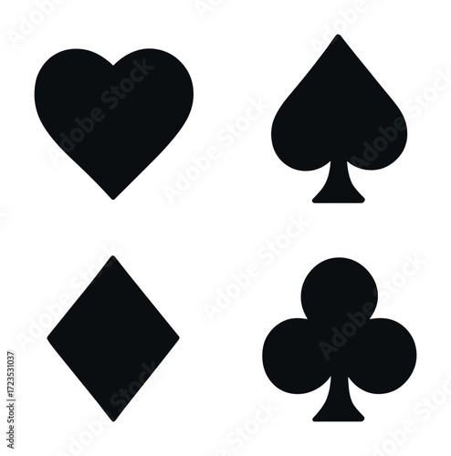 Classic playing card suit symbols: heart, spade, diamond, club