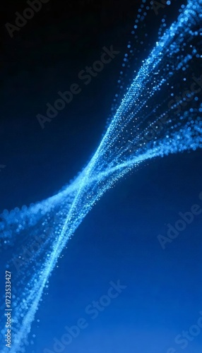 青色光のラインが交差する宇宙空間の抽象的な背景