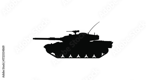 A detailed black shape of a military tank powerful and strong silhouette