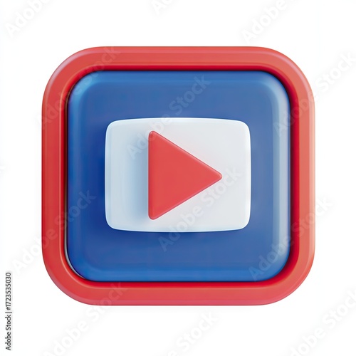 Free Download Play button icon, square, 3D, red, blue, white - GFXLoad