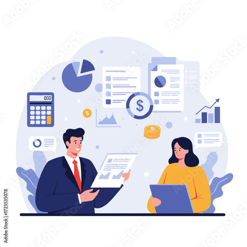Business Consultant Presenting Financial Data and Charts