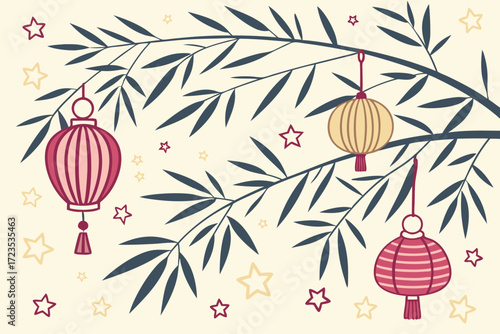 Seamless tanabata festival bamboo pattern for festive asian celebrations and decorations