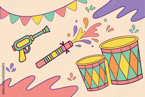 Vibrant holi festival powder splash seamless pattern design featuring dynamic colorful explosions of pigment for festive celebrations and cultural events