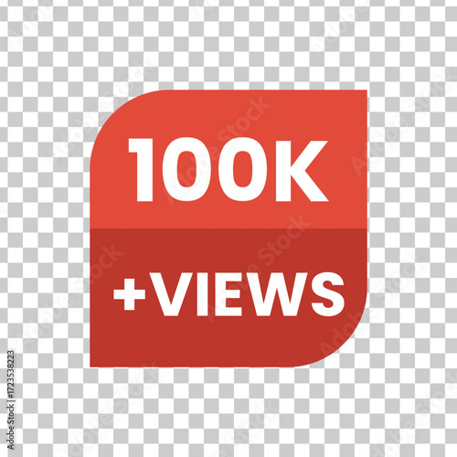 Illustration of a red badge indicating 100k views, symbolizing popularity and engagement on social media