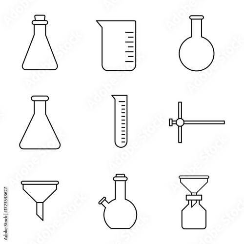 Laboratory equipment with scientific glassware outline. These tools are essential for research, experiments, and various scientific endeavors