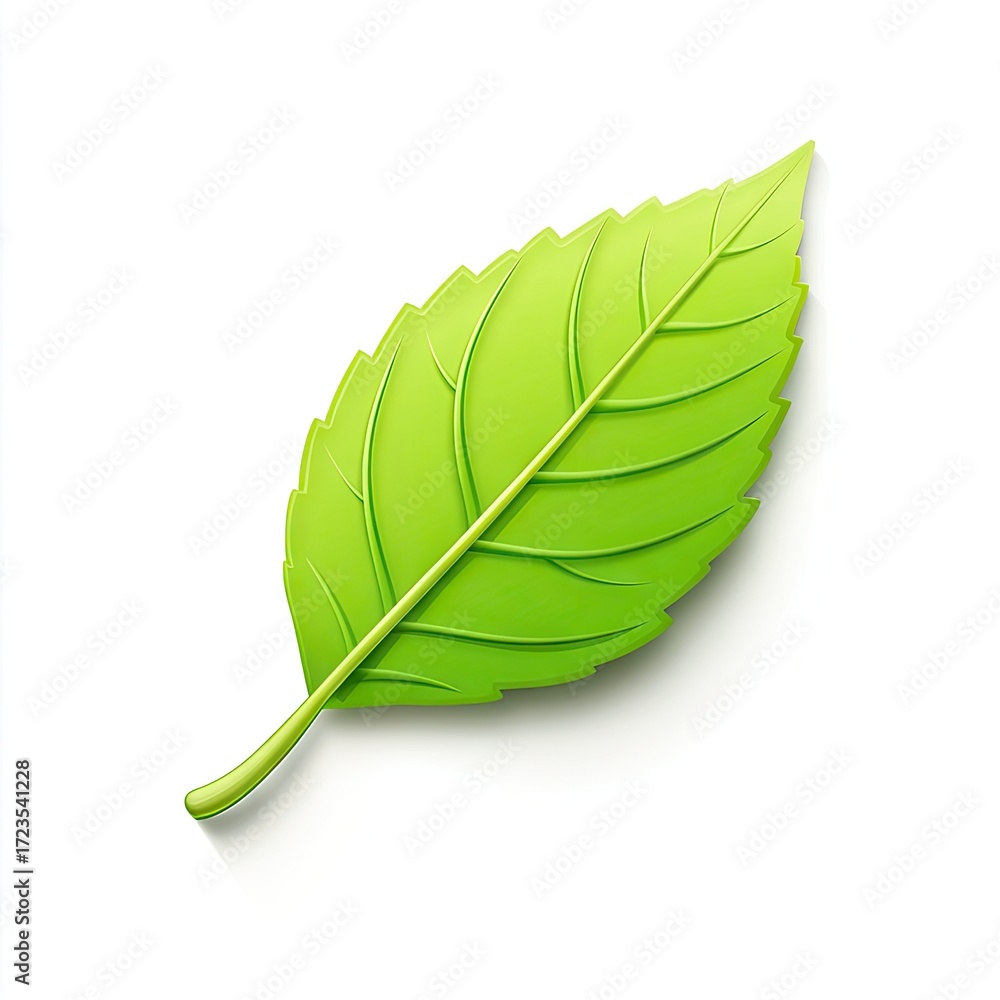 Obraz premium 3D illustration of a vibrant green leaf