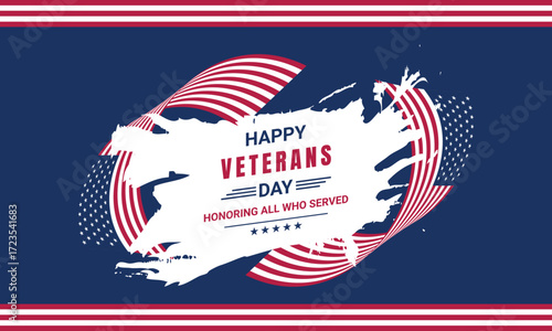 Thank you Veterans - Honoring all who served vector illustration. USA flag waving on blue background. vector illustration.