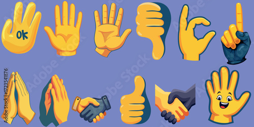 Set of cute pag hand gesture emojis