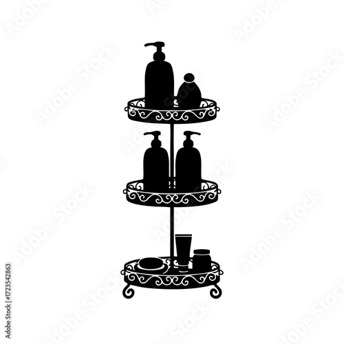 silhouette vector of soap rack with white background