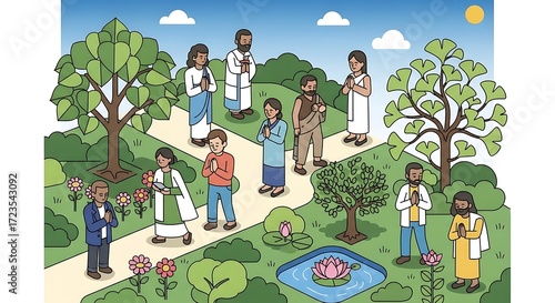 Diverse People in a Garden.
