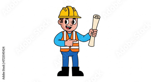 Construction Worker Holding Blueprint