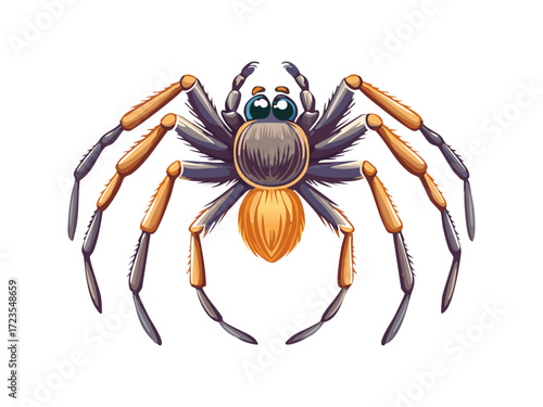 Spider vector illustration, detailed black silhouette insect design, isolated on white background, perfect for Halloween graphics, creepy decoration, nature concepts, logos and educational materials