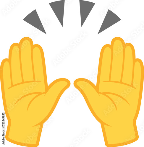 Clapping hands emoji, applause symbol, celebration gesture, positive feedback, cheering icon, social media reaction, vector illustration, happy emotion, appreciation sign