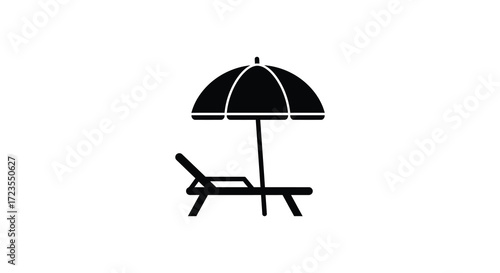 Beach chair and parasol design element a simple summer vacation silhouette