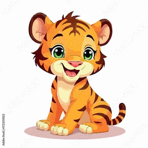tiger, animal, cartoon, vector, illustration, wild, cub, mammal, wildlife, baby, animals, zoo, striped, nature, safari, cute, art, predator, jungle, feline, orange, design, comic, fun