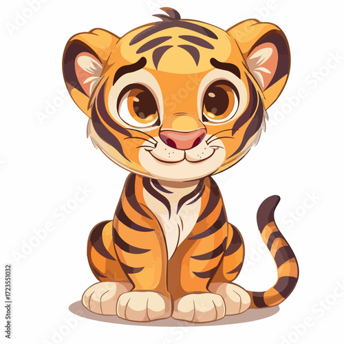 tiger, animal, cartoon, vector, illustration, wild, cub, mammal, wildlife, baby, animals, zoo, striped, nature, safari, cute, art, predator, jungle, feline, orange, design, comic, fun