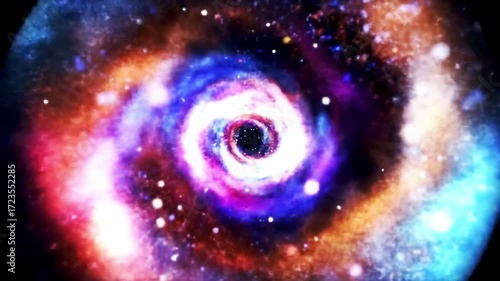 Vibrant Swirling Galaxy With Bright Stars And Cosmic Dust In A Colorful Space Scene View Image