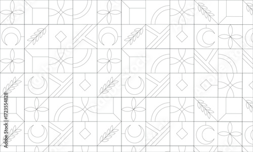 Geometric Pattern With Minimalist Mid Century Modern Gold Line Pattern Art Print For Glass And Wooden Art Work. Flat Hand Lines Drawing In Gold Color With Transparent Background. Use For Door And Wind