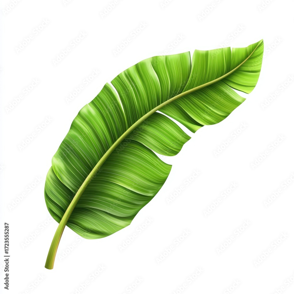 Obraz premium Vibrant green banana leaf, detailed veins