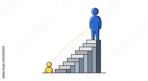 Business Growth and Career Success Illustration with Person Climbing Stairs