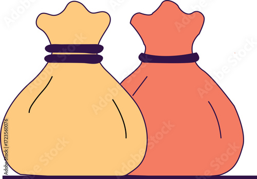 Financial Savings & Investment: Vector Graphic of Two Money Bags
