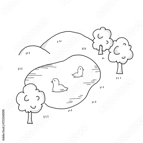 湖のイラスト