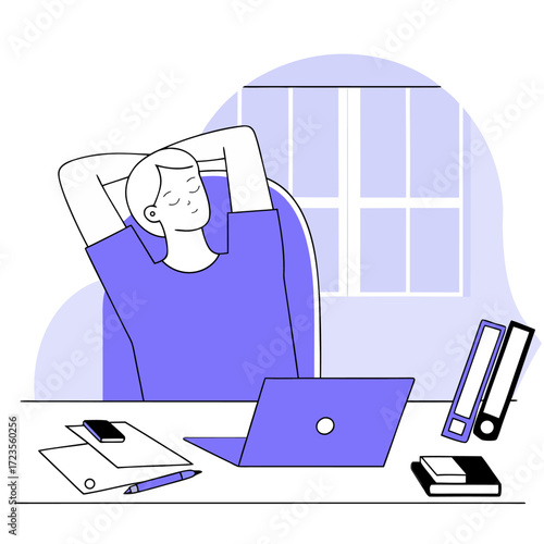  Business person stretching wrists and shoulders desk illustration illustration