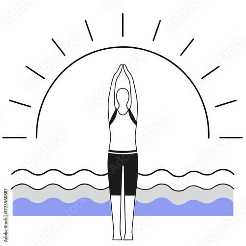  Beginner yoga mountain pose flat vector illustration peaceful practice illustration