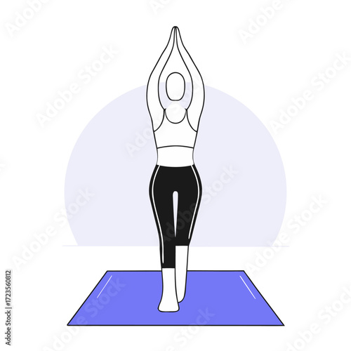  Flat illustration beginner yoga tree pose vector graphic illustration