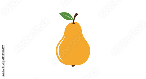 A vibrant yellow pear with a green leaf simple and clean silhouette
