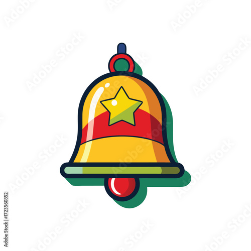 Christmas Bell Icon with Ribbon – Festive Holiday Vector Illustration