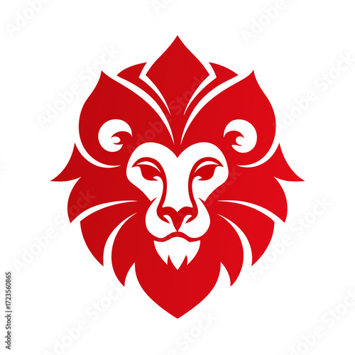 lion mascot logo icon with fleur de lis pattern vector art