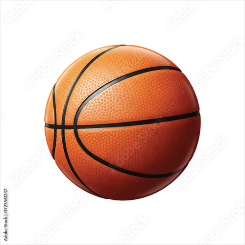 Close-up view of an orange basketball against a white background.
