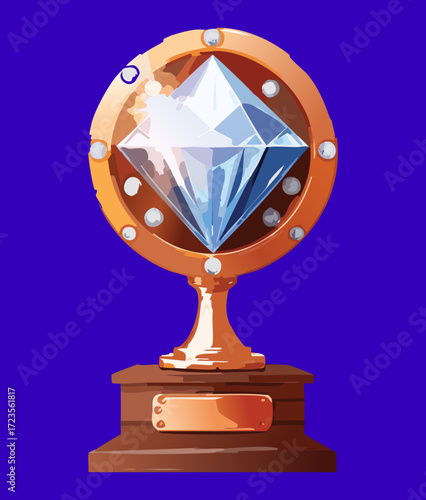 Majestic golden award with a blue diamond, a symbol of a rare and valuable accomplishment