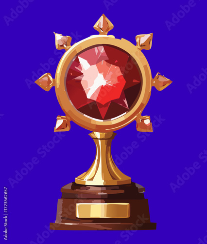 Classic golden trophy with a brilliant red star, representing a prestigious award for a great winner