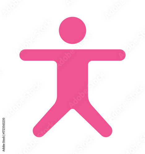 Universal accessibility symbol featuring a stylized person. A simple pink icon for inclusive design, disability access, and human representation.