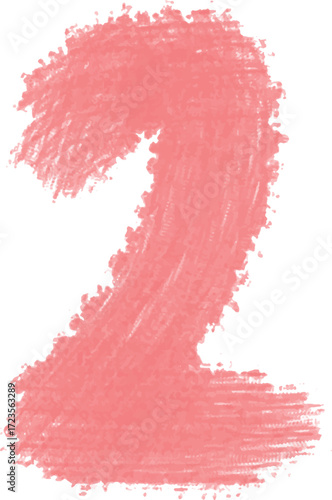 Bold red number two paint splash with artistic grunge brush texture, abstract ink style digit design for modern typography and creative artwork.
