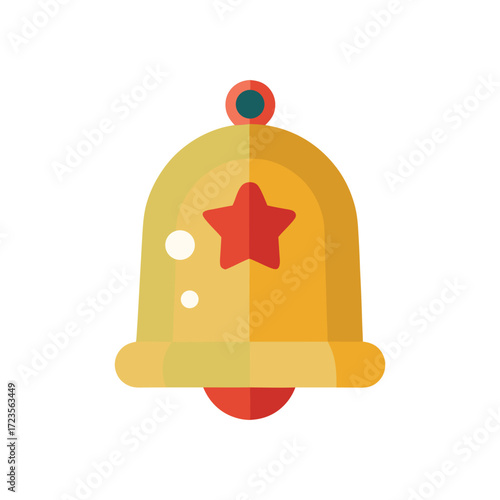 Christmas Bell Icon with Ribbon – Festive Holiday Vector Illustration