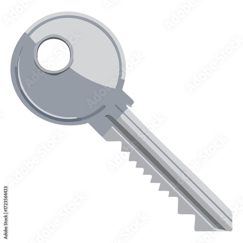 Simple modern metal house key, perfect for themes of home ownership, security, and a new life