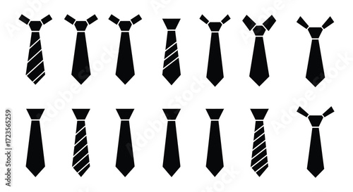 Various neckties displayed in a repeating pattern black and white silhouette