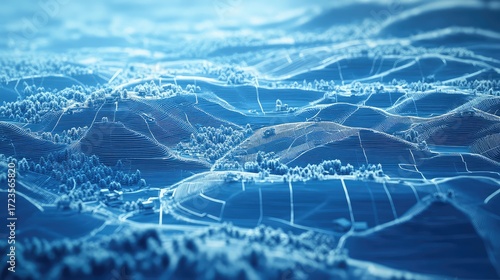plan blueprint style animation of undeveloped land