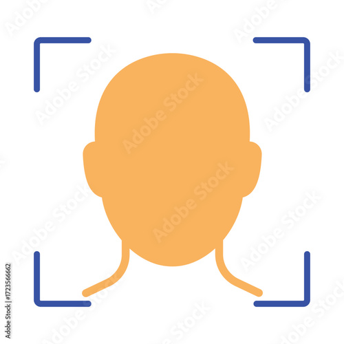 Facial recognition scan icon. Biometric identification system for security and identity verification. Simple face ID symbol.