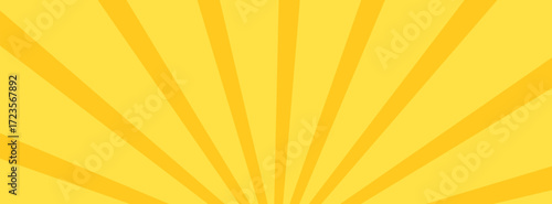 Yellow banner with Sun rays, lines background, light.  modern trendy design, creative, illustrator, eps10