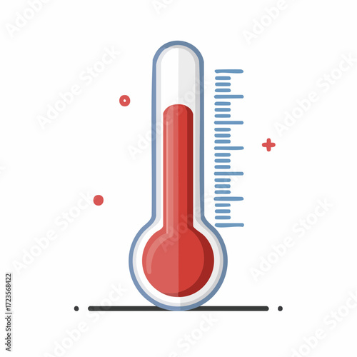 A simple illustration of a thermometer showing a moderate temperature.