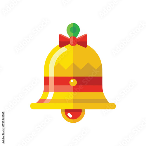 Christmas Bell Icon with Ribbon – Festive Holiday Vector Illustration
