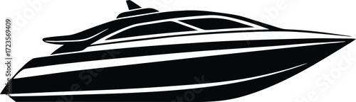 Modern Motor Yacht silhouette vector illustration